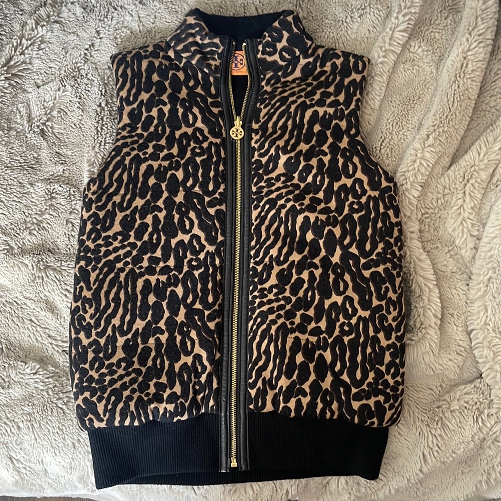 Tory Burch Leopard Print and Black reversible vest size small